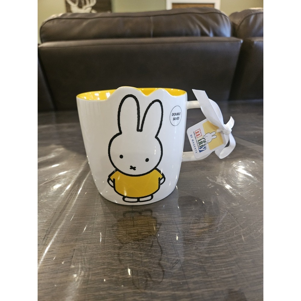 MIFFY BY‎ MAGENTA Yellow Inside Double Sided Bunny Coffee Cup Mug
